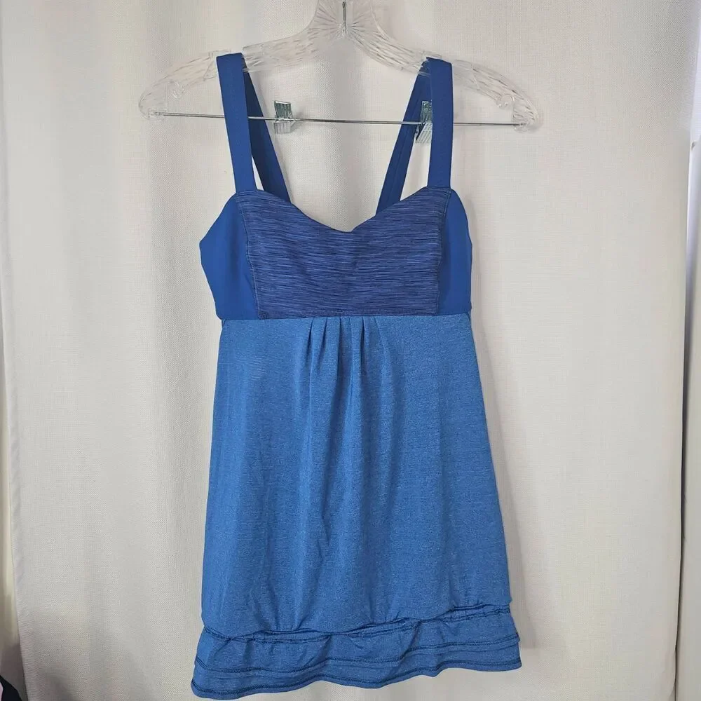 Lululemon Top Womens Eight Limitless Blue Ruched Empire Athletic Tank